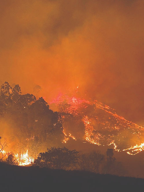 Incêndio florestal na Serra da Paulista à noite